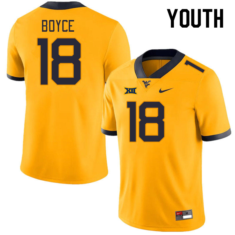 Youth #18 Israel Boyce West Virginia Mountaineers College Football Jerseys Stitched Sale-Gold